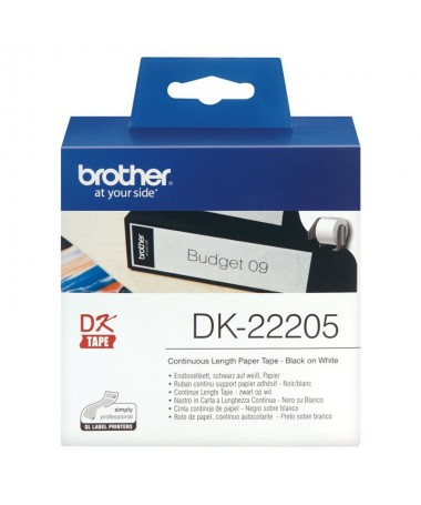 PPPLa cinta continua DK22205 texto negro sobre fondo blanco permite crear etiquetas con tamanos personalizados Si la longitud d