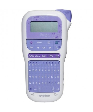 pRotuladora electronica de mano con diseno ergonomico para el hogar y para manualidades con teclado QWERTY Color lavanda y blan