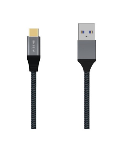 ppbAISENS CABLE USB 31 GEN2 ALUMINIO 10GBPS 3A TIPO USB C M A M GRIS 50CM b ppCable USB 31 GEN2 10Gbps con conector tipo USB C 