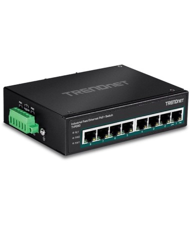pLos switchs industriales Fast Ethernet DIN Rail de TRENDnet cuentan con una carcasa metalica resistente con clasificacion IP30