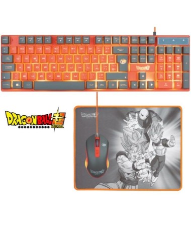 pConjunto de teclado raton y alfombrilla para los fans de Dragon Ball que quieren un set de la sagabrDiseno de teclado con tama