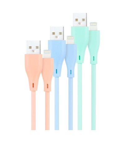 ph23 Cables Lightning a USB 20 Lightning M USB A M Rosa Azul y Verde 1 m h23 Cables Lightning con conector tipo Lightning macho