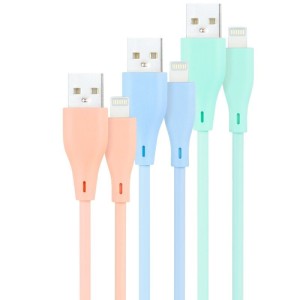 ph23 Cables Lightning a USB 20 Lightning M USB A M Rosa Azul y Verde 1 m h23 Cables Lightning con conector tipo Lightning macho
