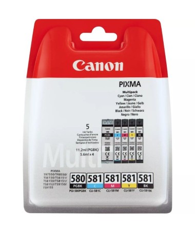 ph2Multipack de cartuchos de tinta Canon PGI 580 PB CLI 581 B C M Y h2Se trata de un multipack con un cartucho de tinta de pigm