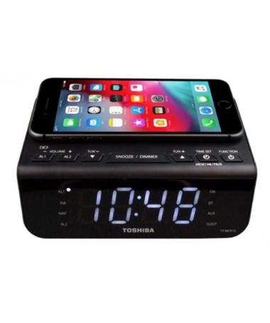 pEl radio reloj despertador Toshiba TY WCR10 y Bluetooth ofrecen mucha versatilidad para la cabecera de su cama donde puede car