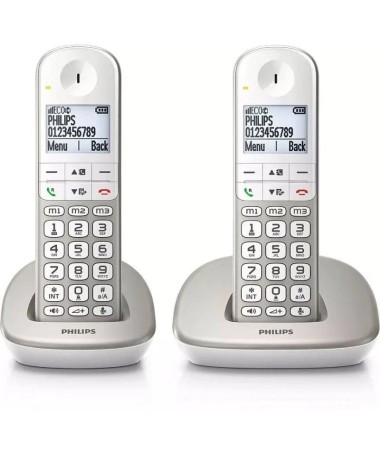 ph2Comodo y sencillo h2pDisfruta de la sencillez del telefono inalambrico Philips XL490 con una pantalla y botones extragrandes