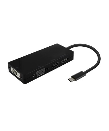 pul liConversor USB C a DISPLAYPORT DVI HDMI VGA 4 en 1 con conector USB 31 Tipo C en un extremo y DISPLAYPORT 4K60Hz hembra DV