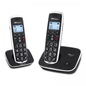 p pEl SPCtelecom 7608 es un comodo telefono inalambrico con pantalla grande y teclas grandes que ses presenta en un elegante ac